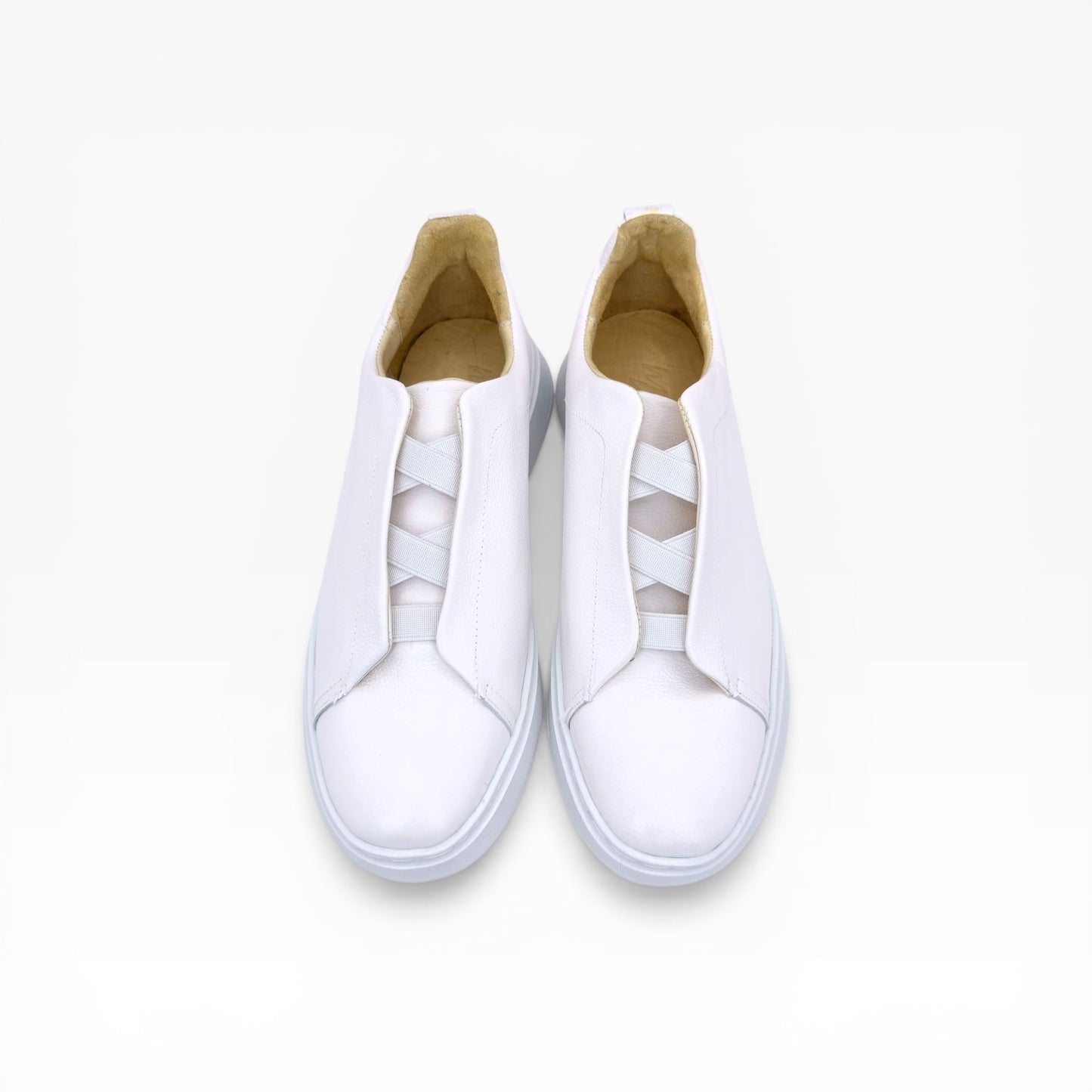 Tenis sneakers piel genuina slip on mod 51003 Blanco