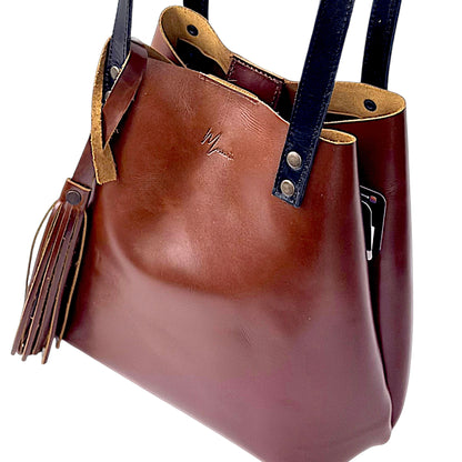 Bolso Tote Cuero Praga Plus+ Pull Roble Doble Vista + 💄Cosmetiquera 👝 Gratis!!