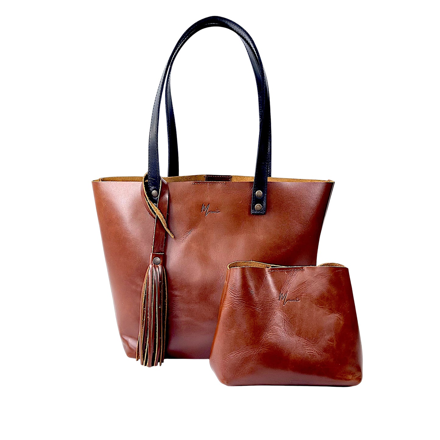 Bolso Tote Cuero Praga Plus+ Pull Roble Doble Vista + 💄Cosmetiquera 👝 Gratis!!