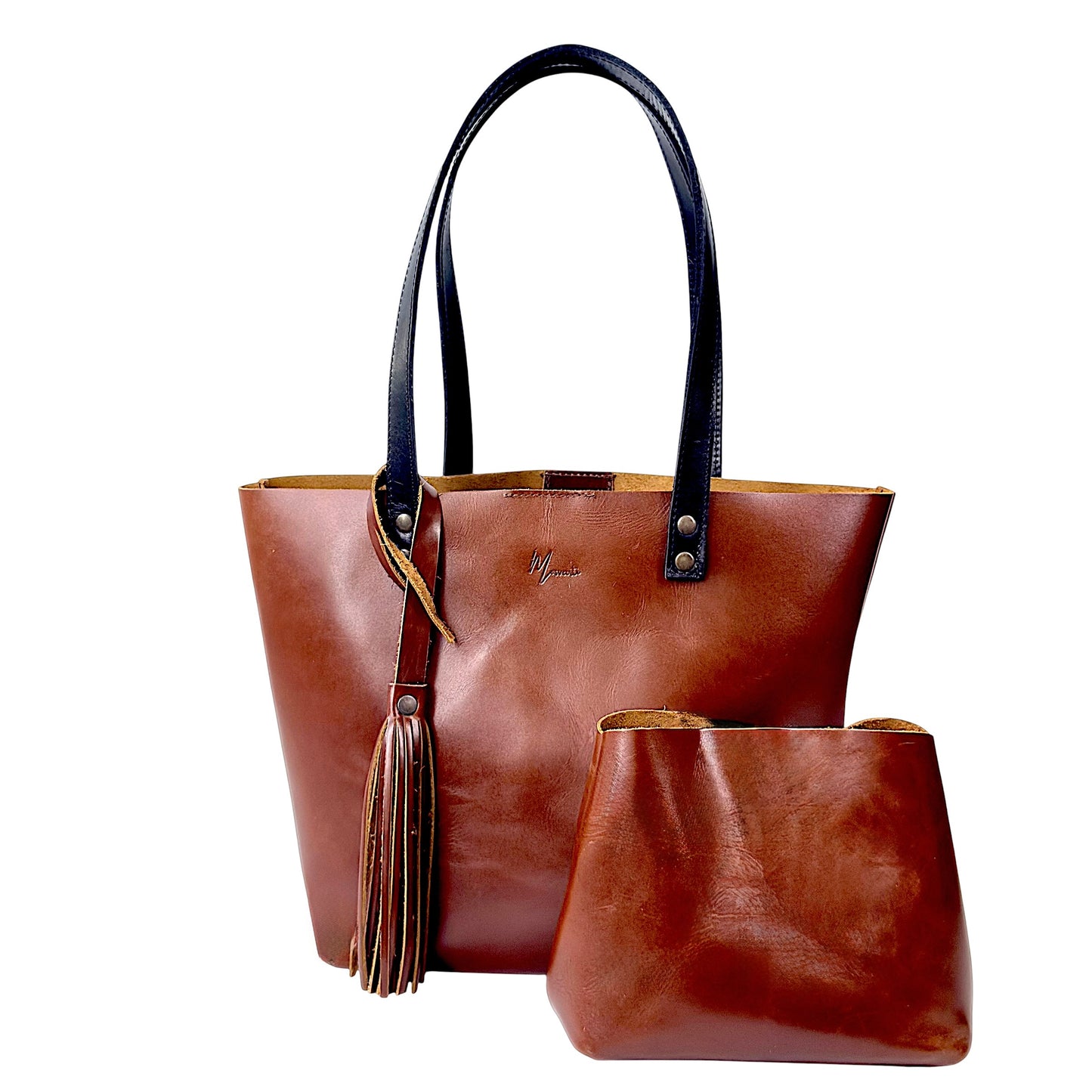 Bolso Tote Cuero Praga Plus+ Pull Roble Doble Vista + 💄Cosmetiquera 👝 Gratis!!