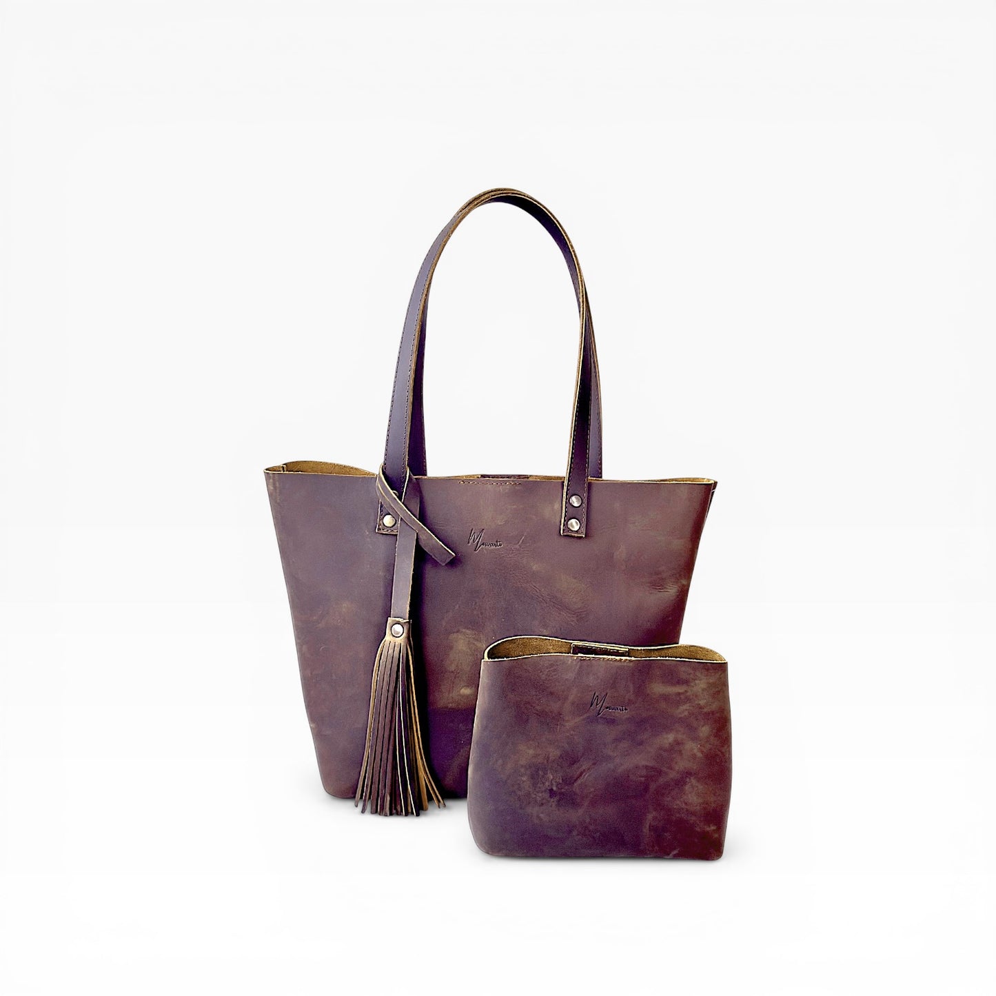 Bolsa Dama Tote 100% Piel Mod. Praga *Crazy Café* + 💄Cosmetiquera 👝 Gratis!!