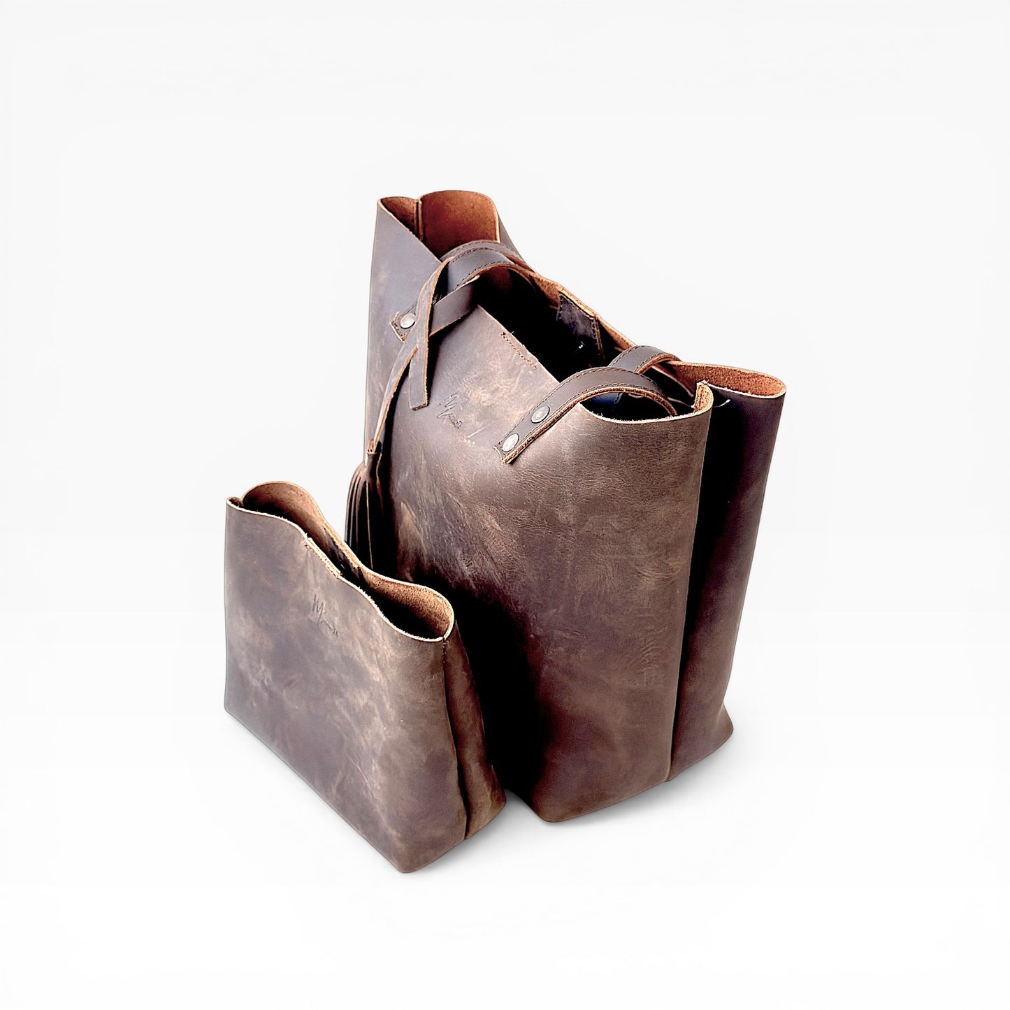 Bolsa Dama Tote 100% Piel Mod. Praga *Crazy Café* + 💄Cosmetiquera 👝 Gratis!!