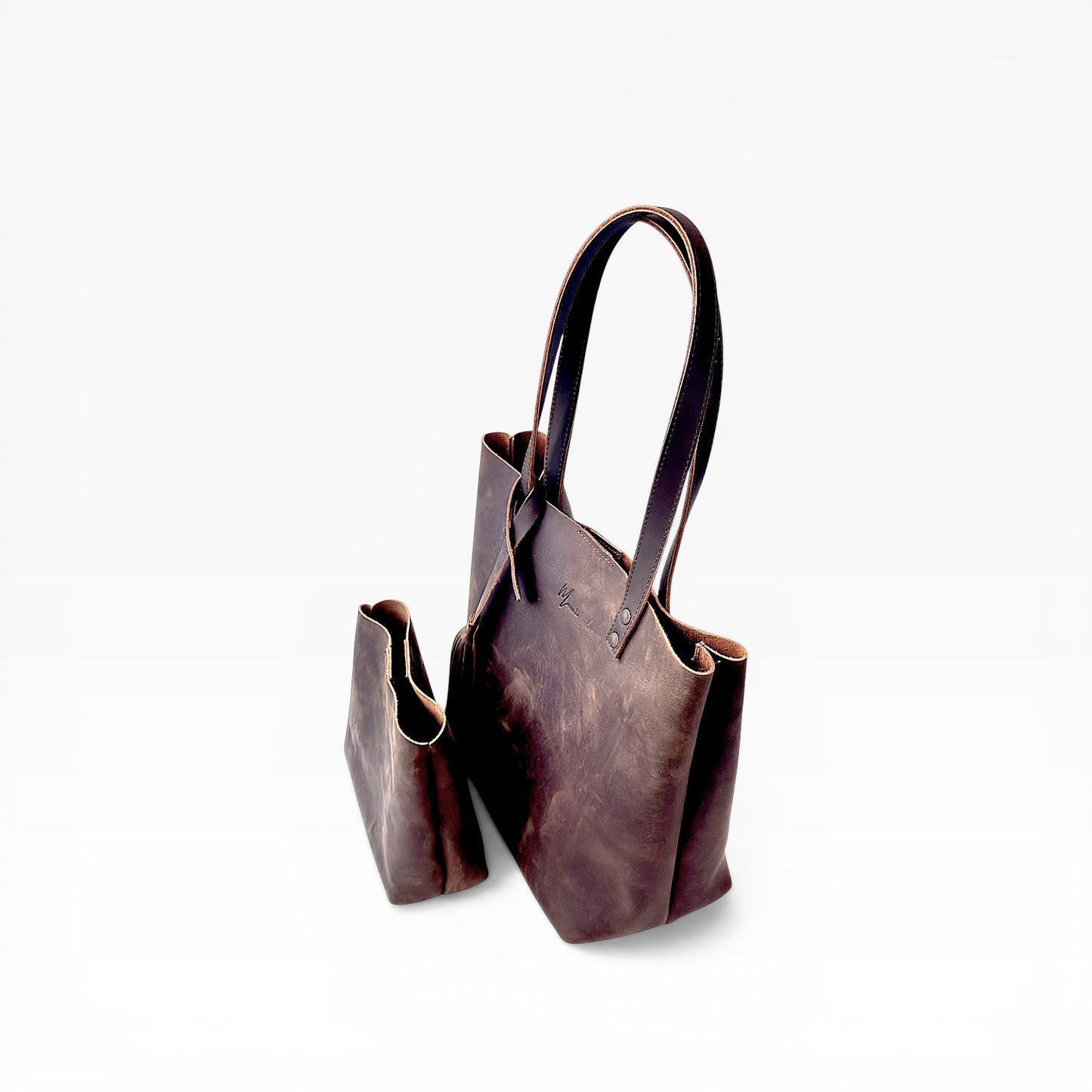 Bolsa Dama Tote 100% Piel Mod. Praga *Crazy Café* + 💄Cosmetiquera 👝 Gratis!!