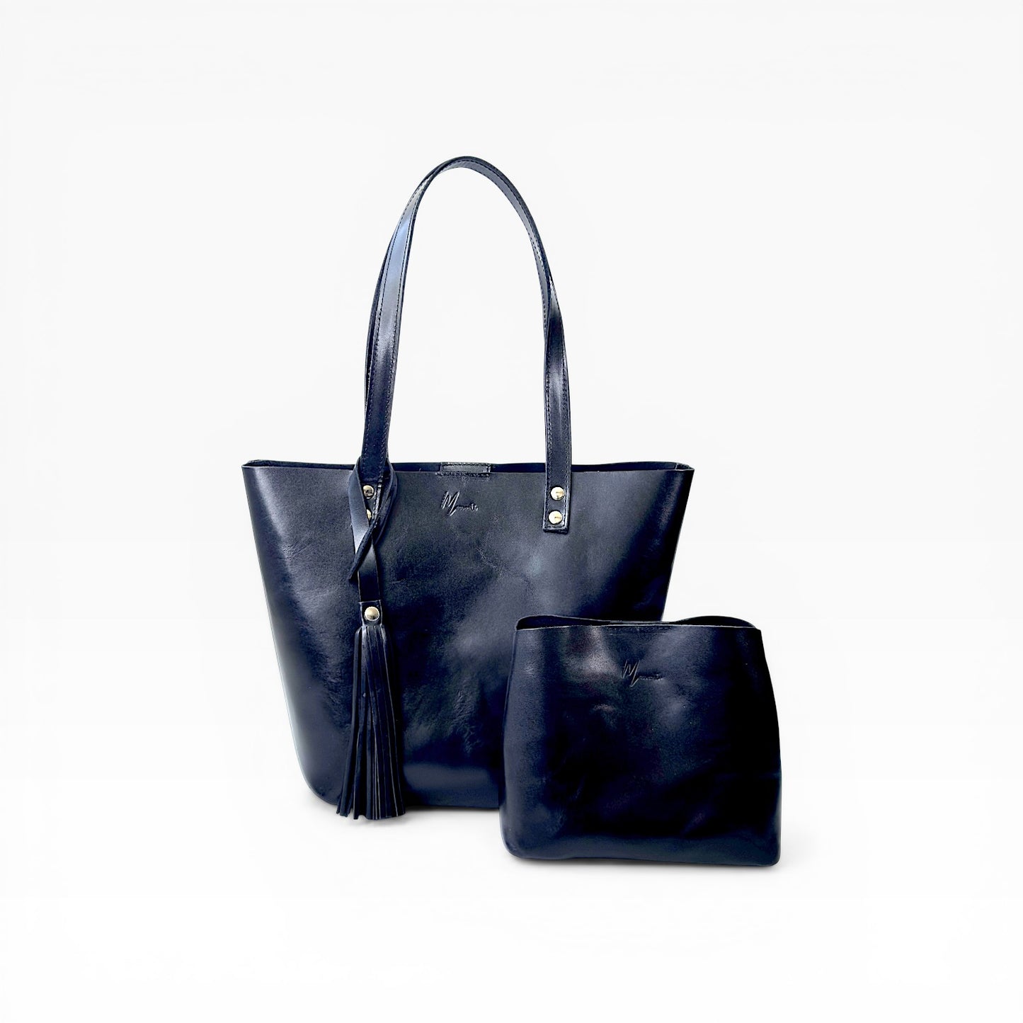 Bolsa Dama Tote 100% Piel Mod. Praga *Pull up Negro*  + 💄Cosmetiquera 👝 Gratis!!