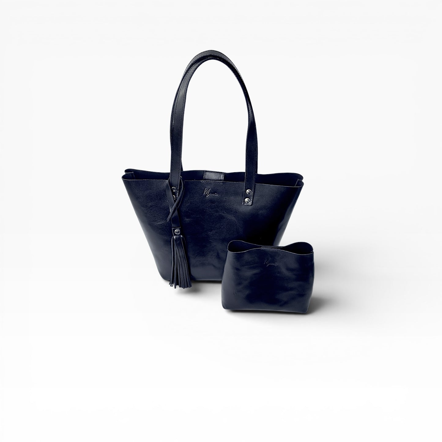 Bolsa Dama Tote 100% Piel Mod. Praga *Pull up Negro*  + 💄Cosmetiquera 👝 Gratis!!