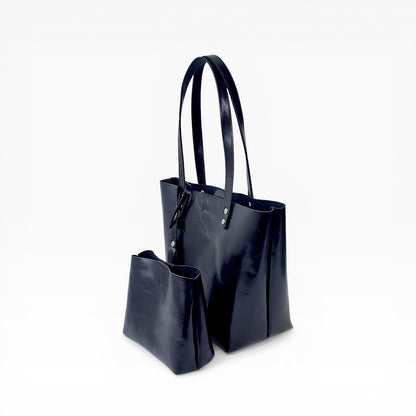 Bolsa Dama Tote 100% Piel Mod. Praga *Pull up Negro*  + 💄Cosmetiquera 👝 Gratis!!