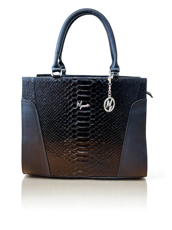 Bolso Amazonas Damá Pitón Genuino (Negro)