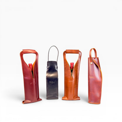 Bolsa de vino de cuero Porta botella piel 100% Mod. *Merlot Plus +