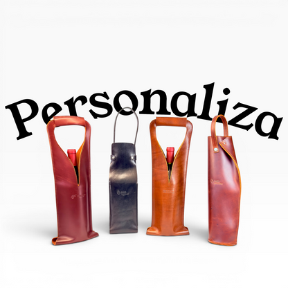 Bolsa de vino de cuero Porta botella piel 100% Mod. *Merlot Plus +