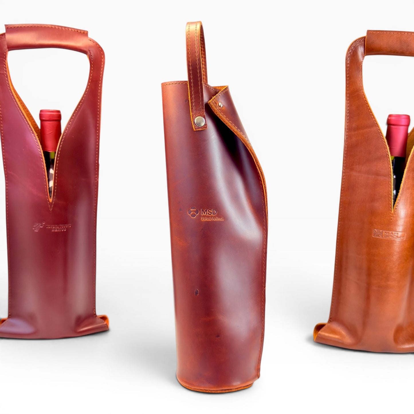 Bolsa de vino de cuero Porta botella piel 100% Mod. *Merlot Plus +