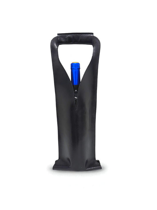 Bolsa de vino de cuero Porta botella piel 100% Mod. (Merlot) NEGRO PULL