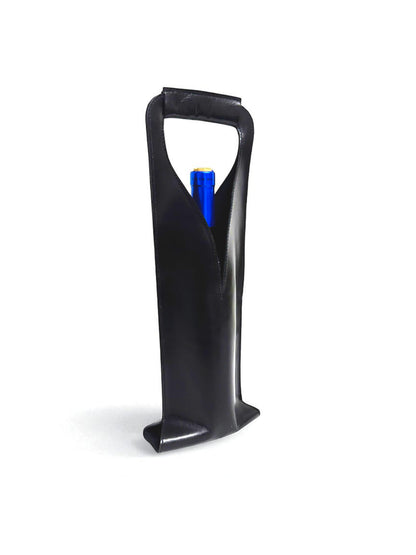 Bolsa de vino de cuero Porta botella piel 100% Mod. (Merlot) NEGRO PULL