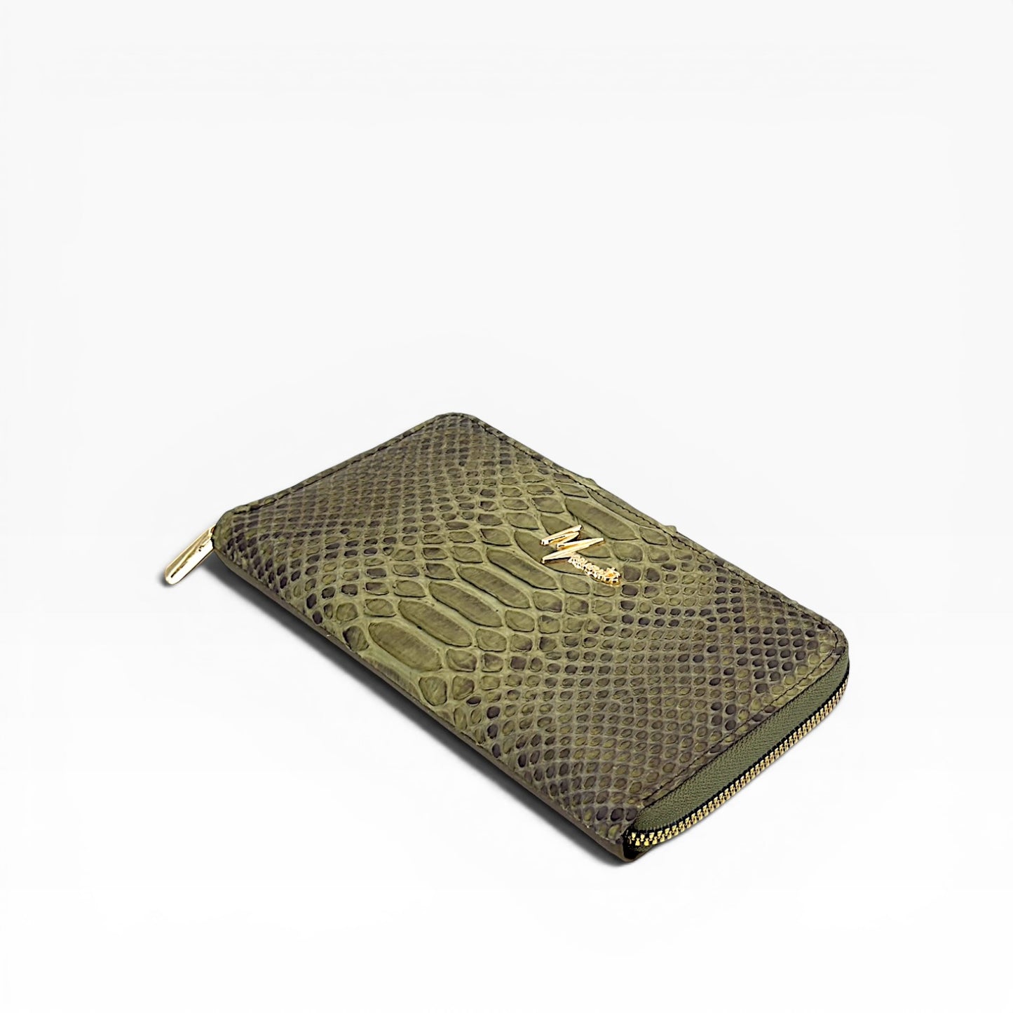Cartera para Dama en Piel piton genuino  verde Musgo