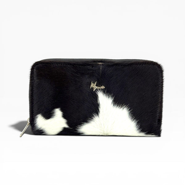 Cartera para Dama en Piel  res pelo no nato  Negro/Blanco