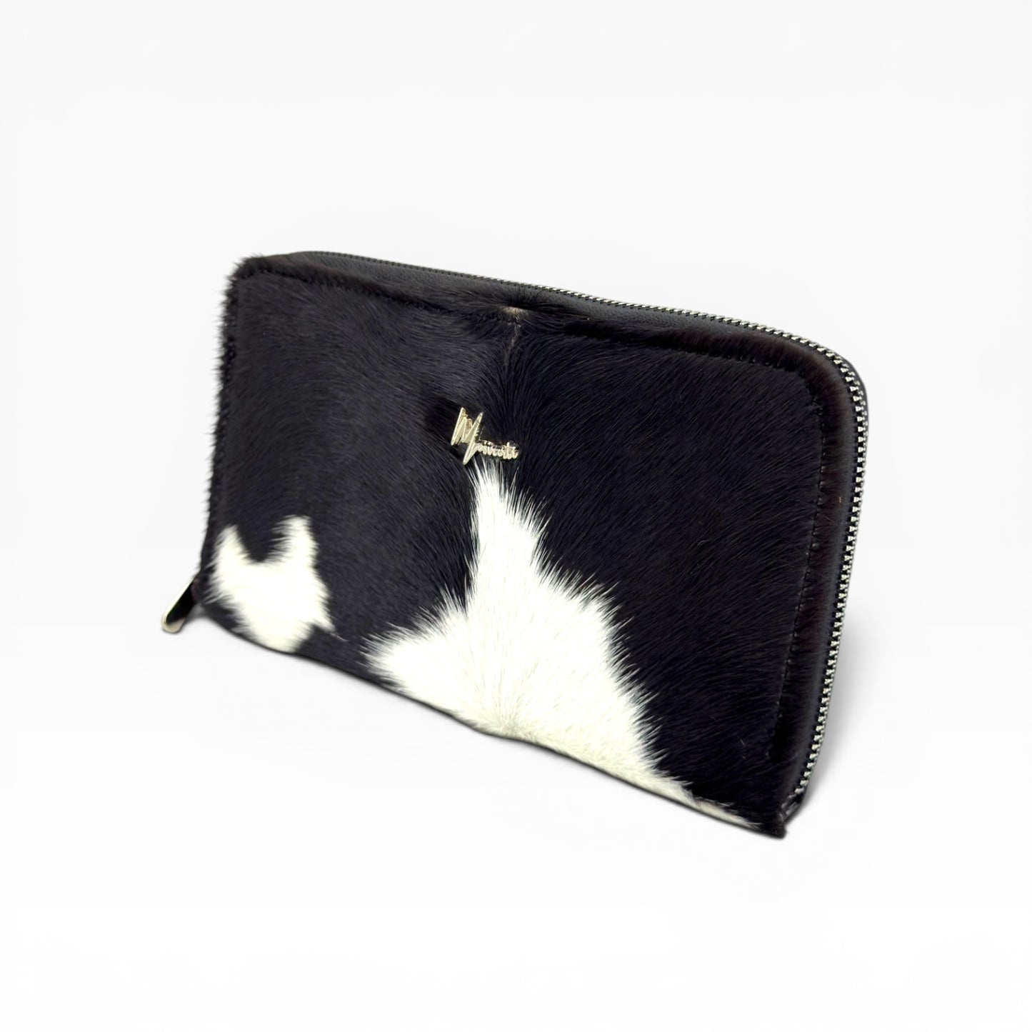 Cartera para Dama en Piel  res pelo no nato  Negro/Blanco