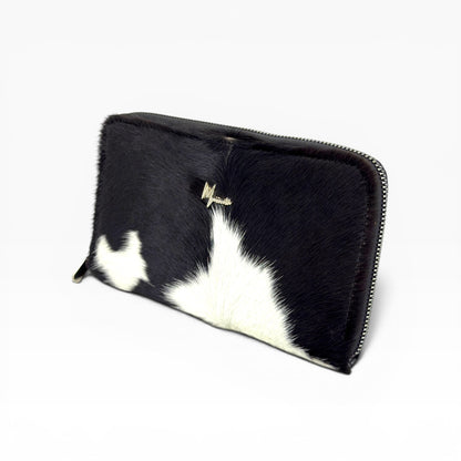 Cartera para Dama en Piel  res pelo no nato  Negro/Blanco