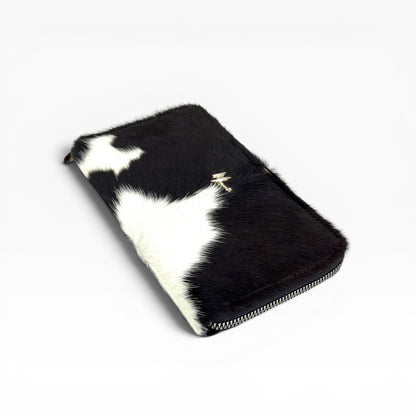 Cartera para Dama en Piel  res pelo no nato  Negro/Blanco