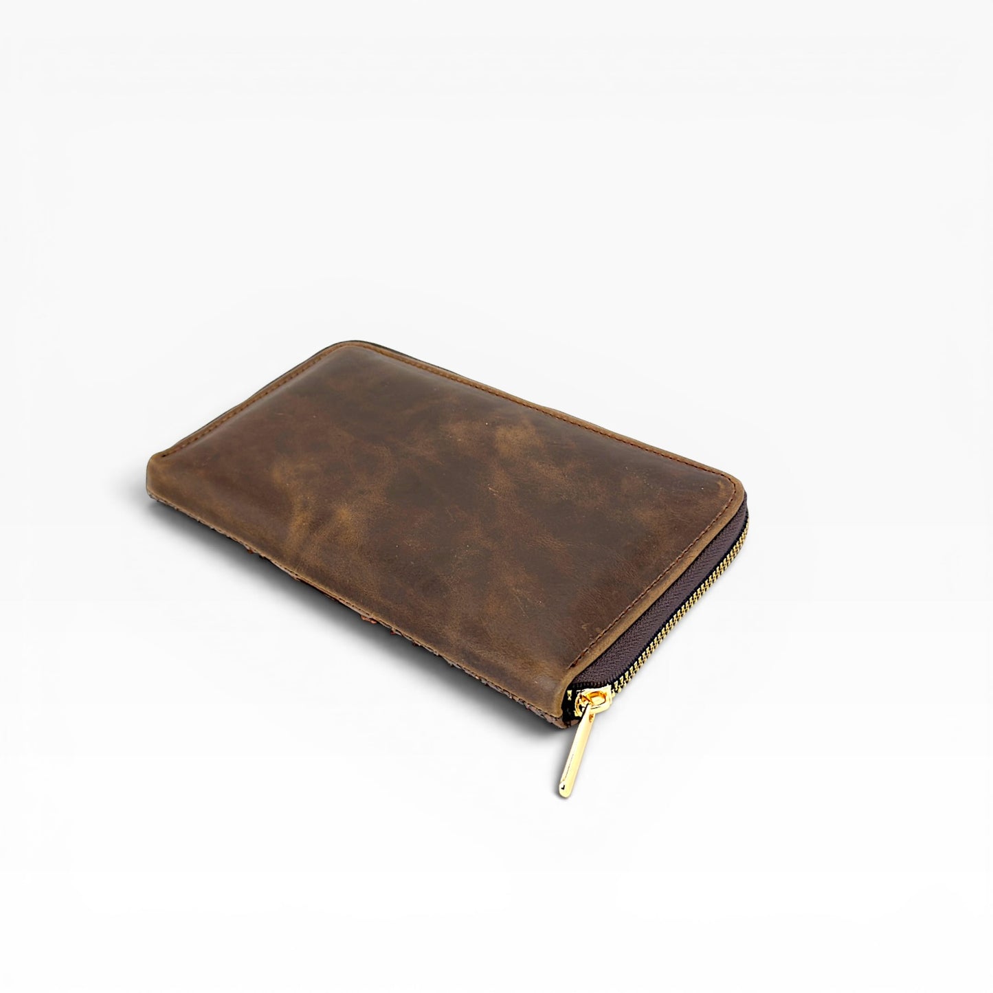 Cartera para Dama en Piel Genuina de Pitón café Lustrado