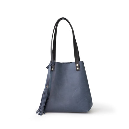 Bolso Tote Cuero Praga Plus+ Crazy Azul  Doble Vista + 💄Cosmetiquera 👝 Gratis!! (Copia)