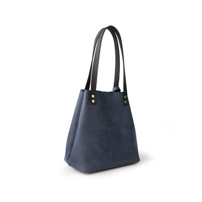 Bolso Tote Cuero Praga Plus+ Crazy Azul  Doble Vista + 💄Cosmetiquera 👝 Gratis!! (Copia)
