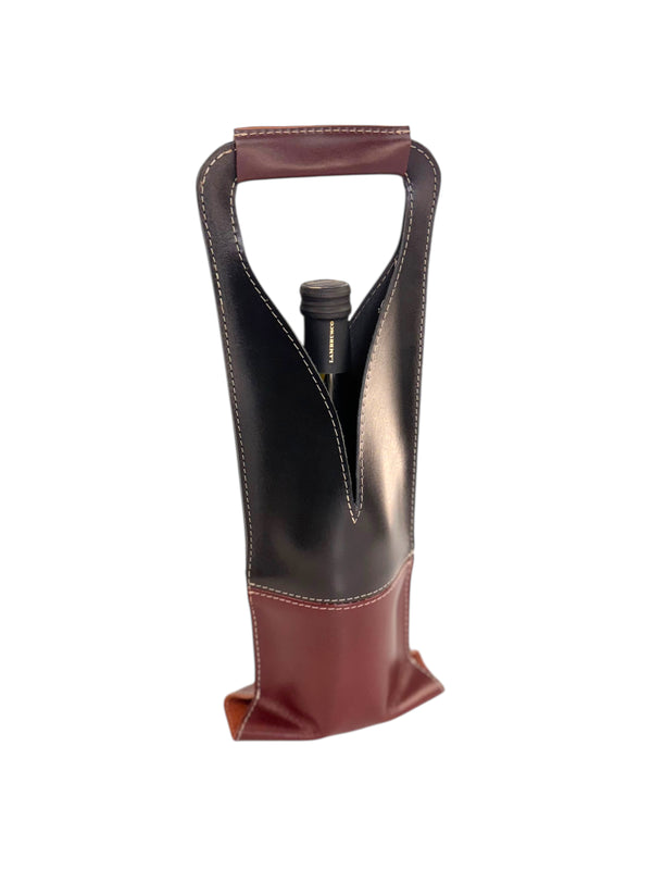 Porta botella piel doble vista (Merlot)