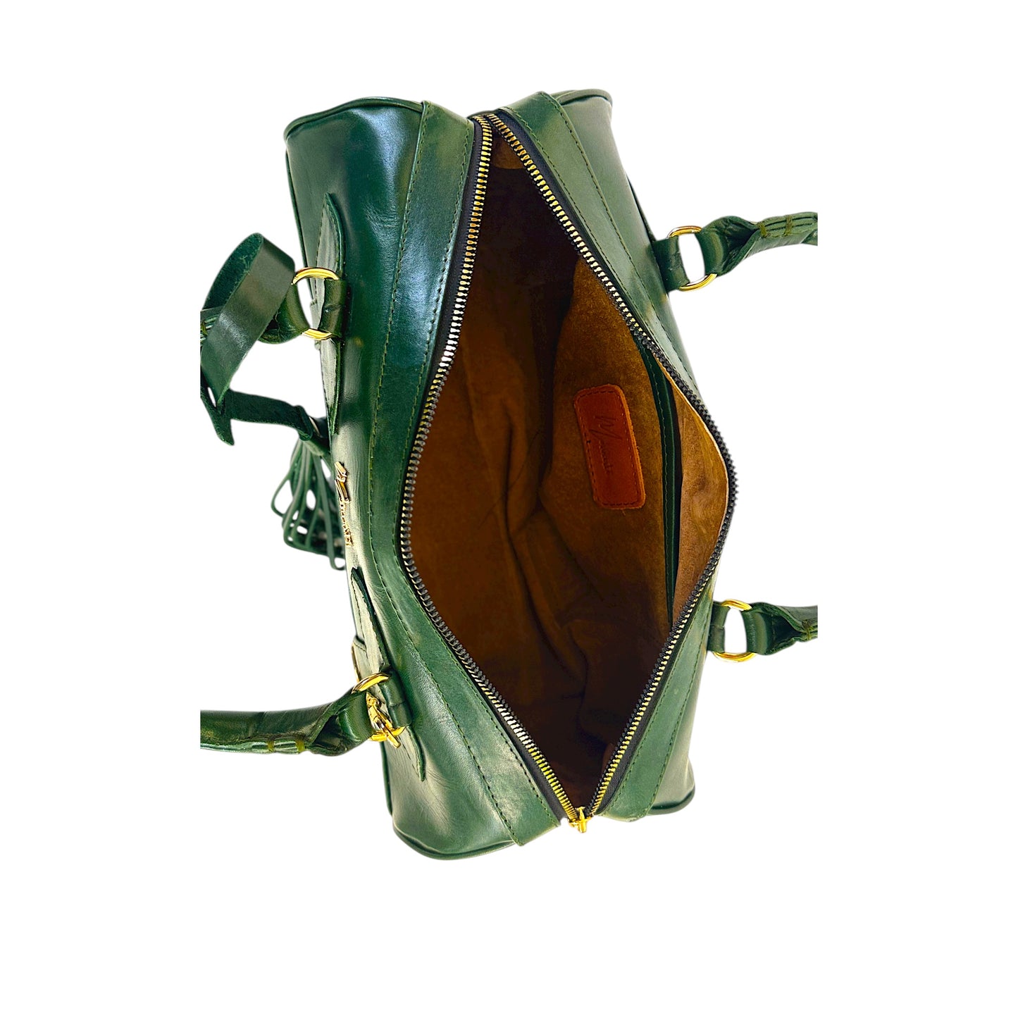 Bolso Dama Cilíndrico 100% Piel Mod duffle Praga  *Pull up Verde*