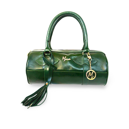 Bolso Dama Cilíndrico 100% Piel Mod duffle Praga  *Pull up Verde*
