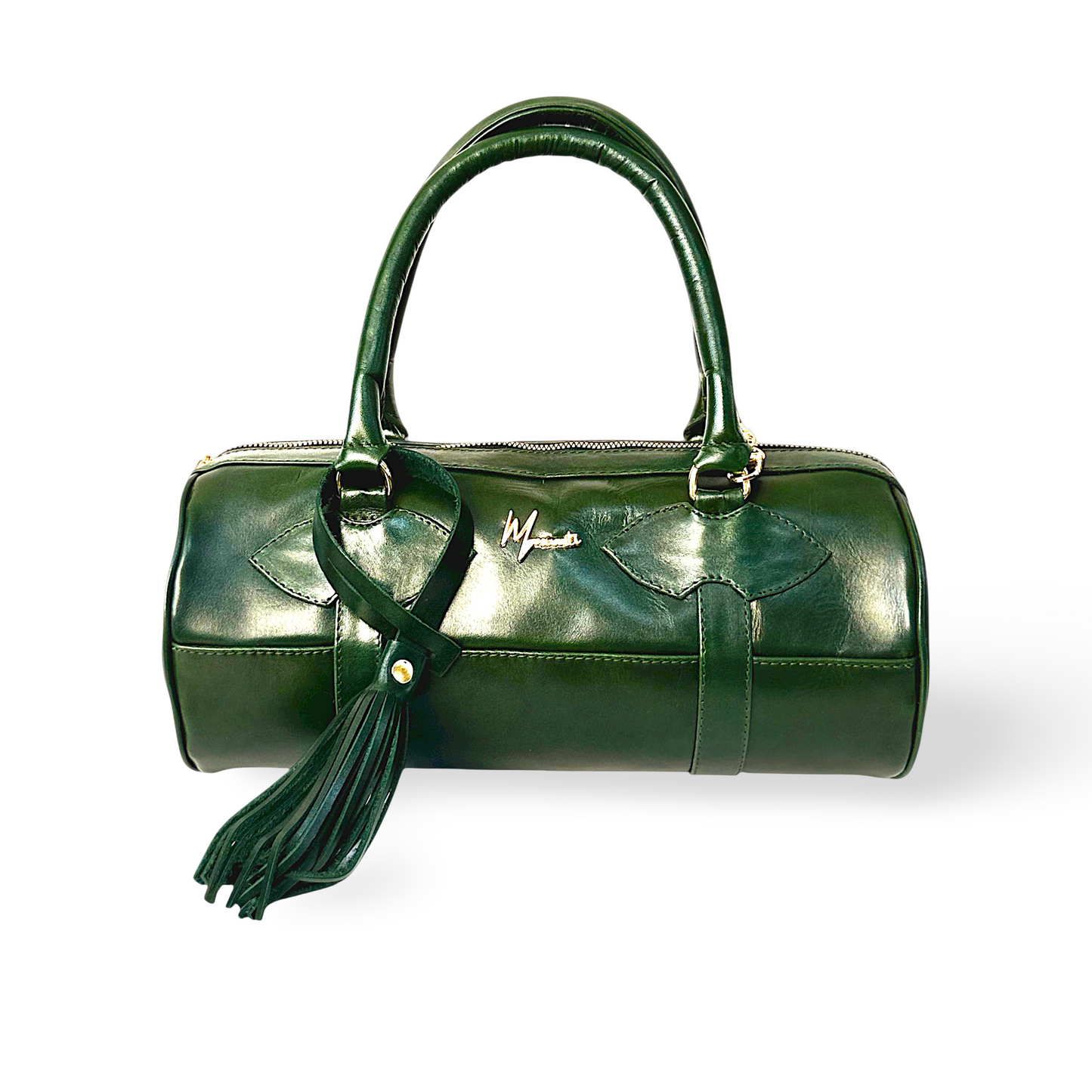 Bolso Dama Cilíndrico 100% Piel Mod duffle Praga  *Pull up Verde*
