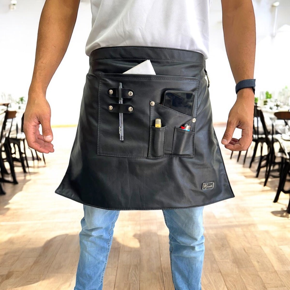 Mandil de Mesero de Cuero Genuino - mosvartimxMandil de Mesero de Cuero Genuino
