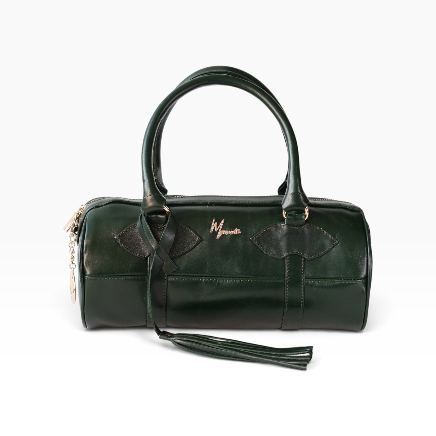 Bolso Dama Cilíndrico 100% Piel Mod duffle Praga  *Pull up Verde*