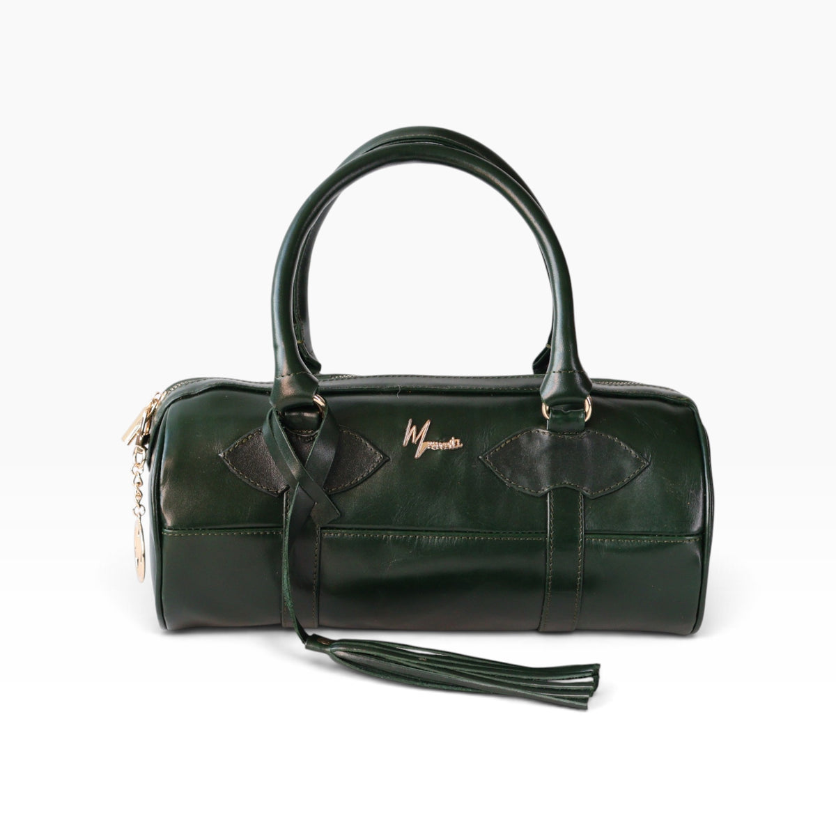 Bolso Dama Cilíndrico 100% Piel Mod duffle Praga  *Pull up Verde*