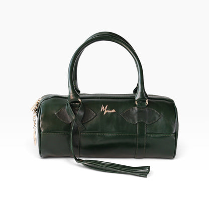 Bolso Dama Cilíndrico 100% Piel Mod duffle Praga  *Pull up Verde*