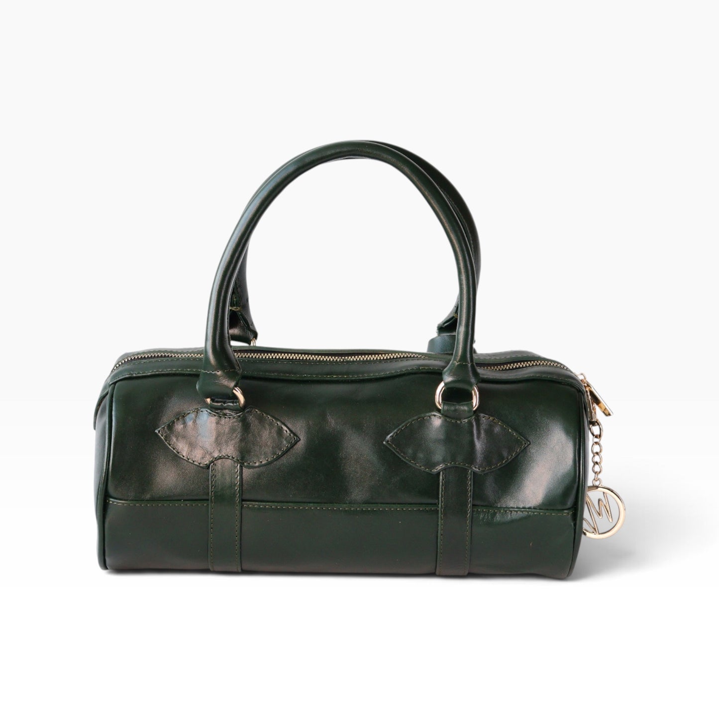 Bolso Dama Cilíndrico 100% Piel Mod duffle Praga  *Pull up Verde*