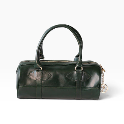 Bolso Dama Cilíndrico 100% Piel Mod duffle Praga  *Pull up Verde*