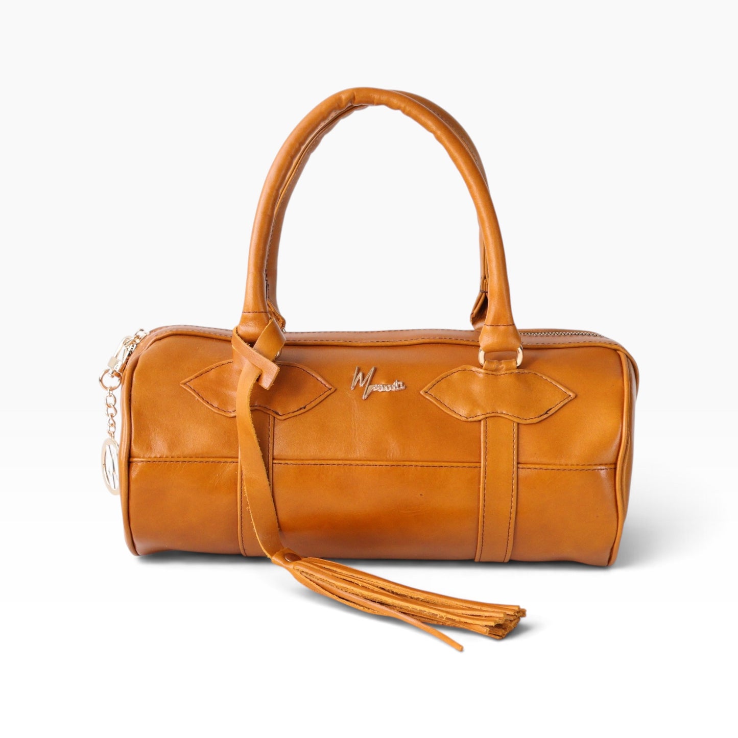 Bolso Dama Cilindrico 100% Piel Mod duffle Praga *Pull up Miel*
