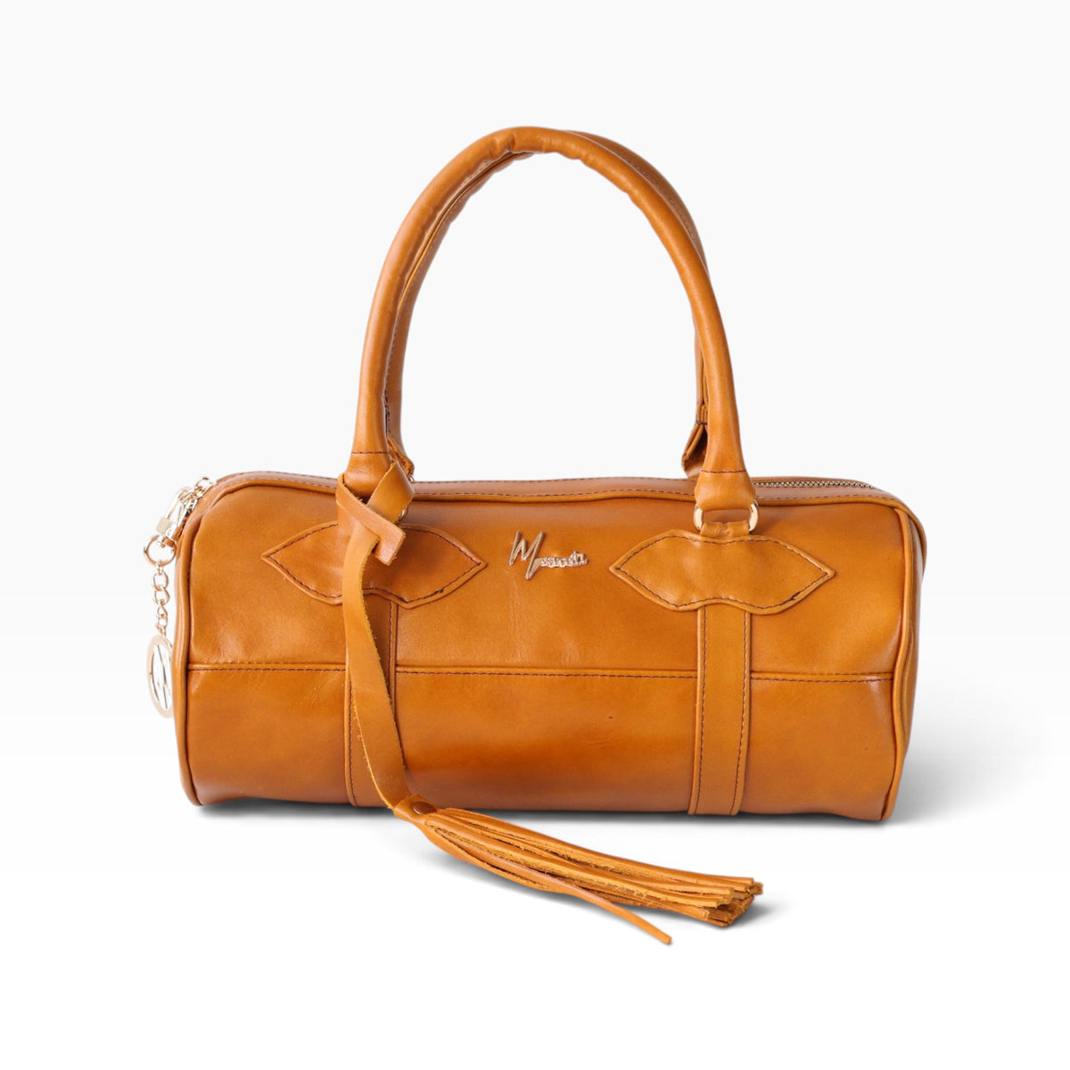 Bolso Dama Cilindrico 100% Piel Mod duffle Praga *Pull up Miel*