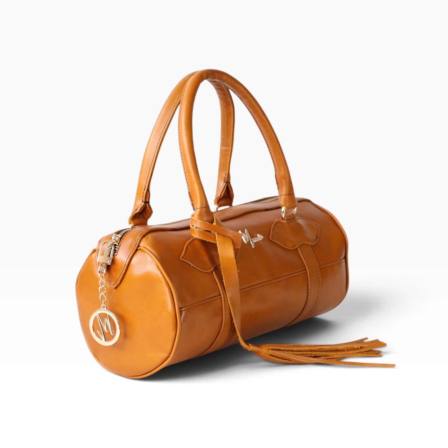 Bolso Dama Cilindrico 100% Piel Mod duffle Praga *Pull up Miel*