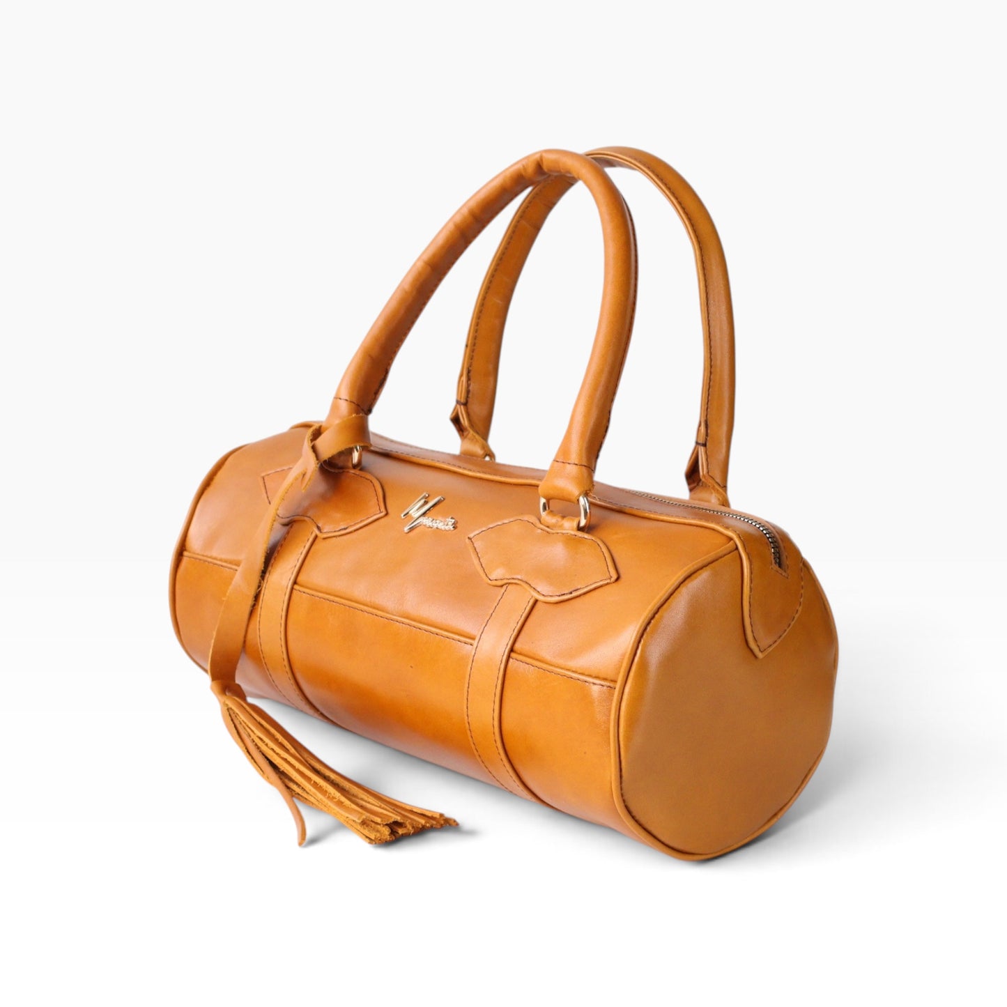 Bolso Dama Cilindrico 100% Piel Mod duffle Praga *Pull up Miel*