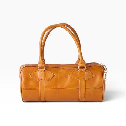 Bolso Dama Cilindrico 100% Piel Mod duffle Praga *Pull up Miel*