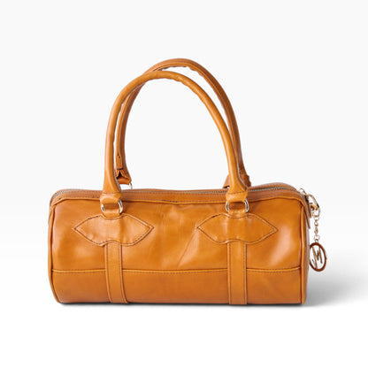 Bolso Dama Cilindrico 100% Piel Mod duffle Praga *Pull up Miel*
