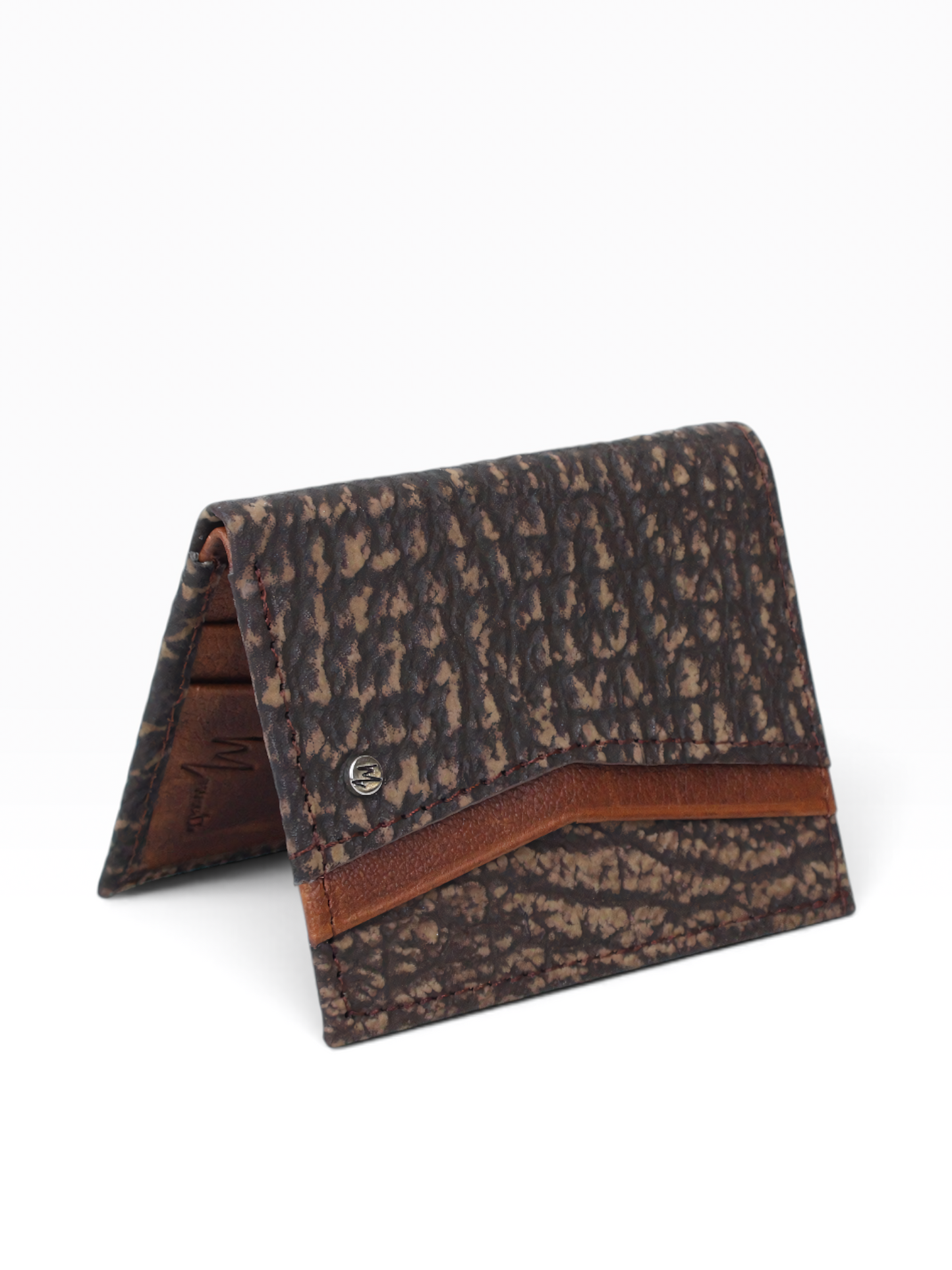 Cartera vertical de cuero con piel exótica y tecnología RFID Mod Azteca (Tiburon)