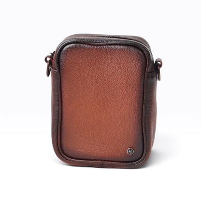 Bandolera Mini Celular Piel Flother Nogal Sombreado