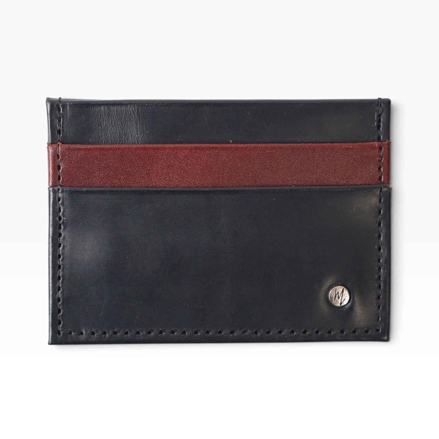 Tarjetero  Sencillo mod 3 Cuero Pull Negro y Pull Shedron