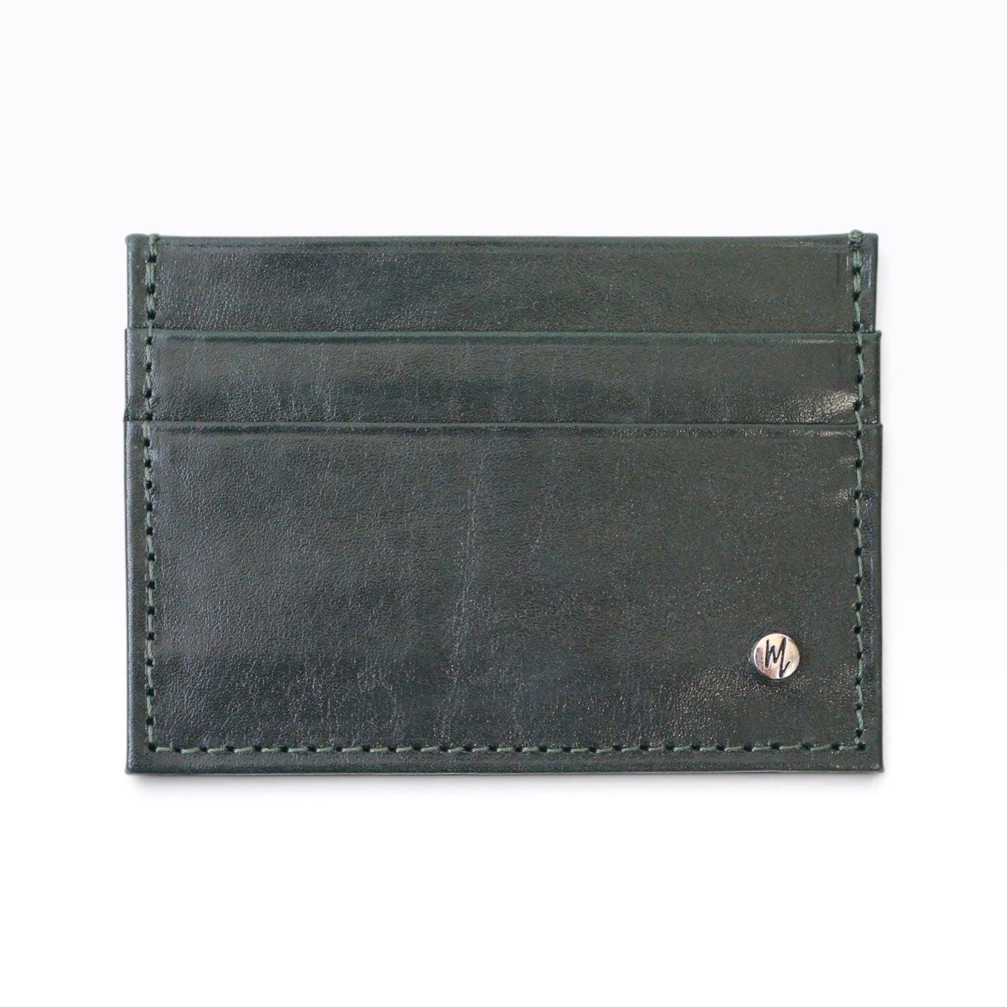Tarjetero  Sencillo mod 3 Cuero Pull Verde