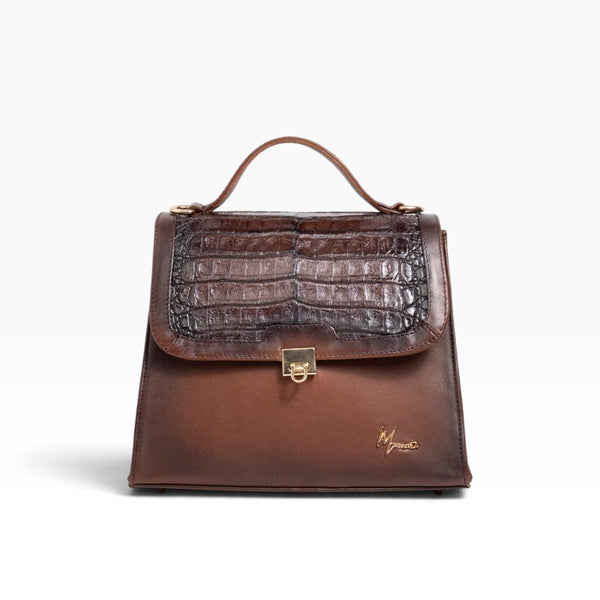 Bolso Mod Brasil  con Correa  tapa croco  Fuscus roble