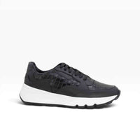 Tenis piel genuina mod 40002 Pull Up Negro / Grabado de Cocodrilo Negro
