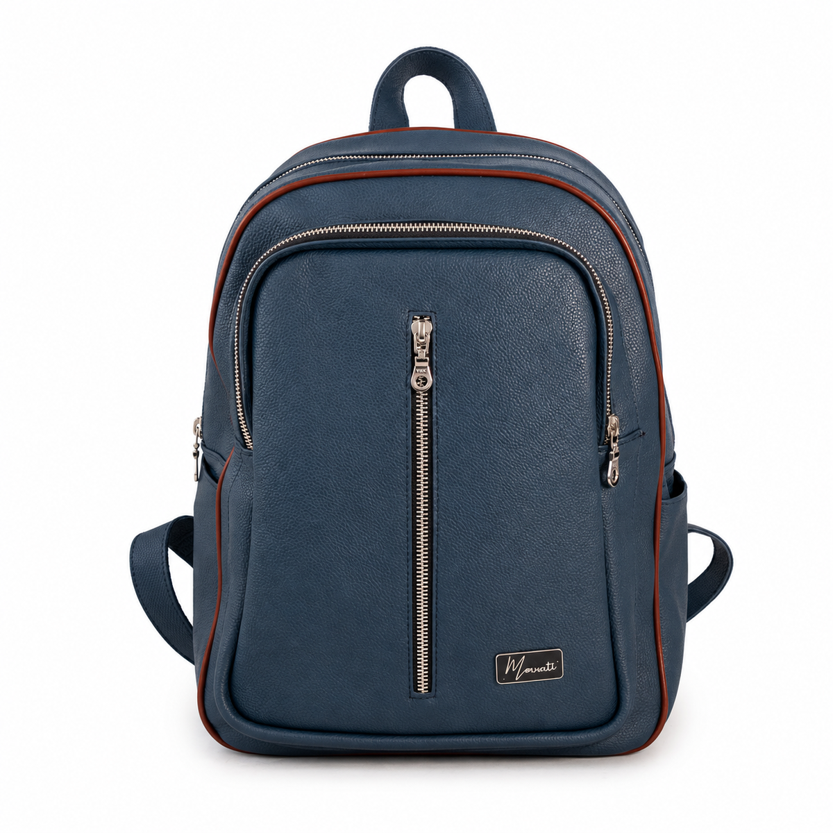 Back pack Mod. Tokio Mochila clasica cuero (Flother Azul / Café)