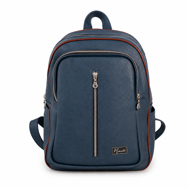 Back pack Mod. Tokio Mochila clasica cuero (Flother Azul / Café)