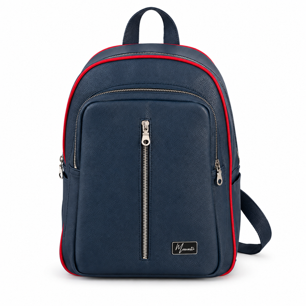 Back pack Mod. Tokio Mochila clasica cuero (Flother Azul / Rojo)