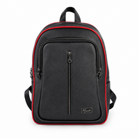 Back pack Mod. Tokio Mochila clasica cuero (Flother Negro / Rojo)
